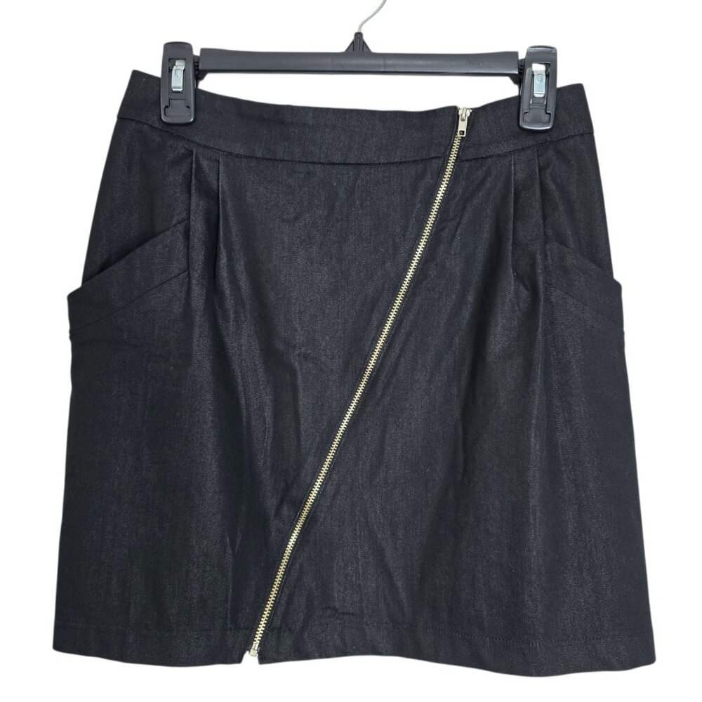 Eight Sixty Black w/ Asymmetrical Zipper & Pockets Skirt Size Small